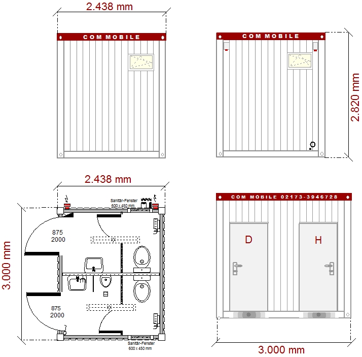 COM Mietcontainer Umkleide